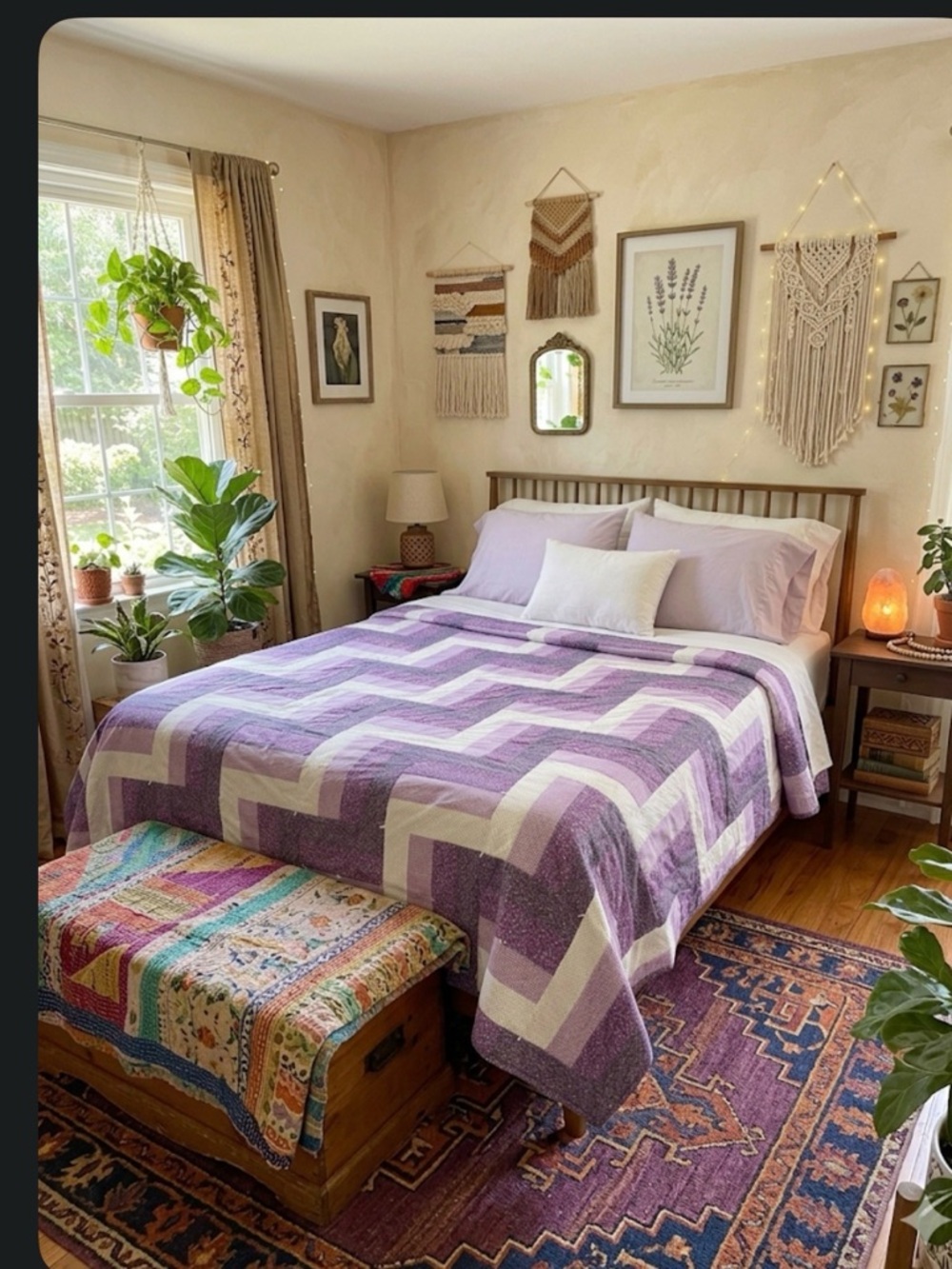 Lavender Chevron Quilt - Purple & White Bedspread